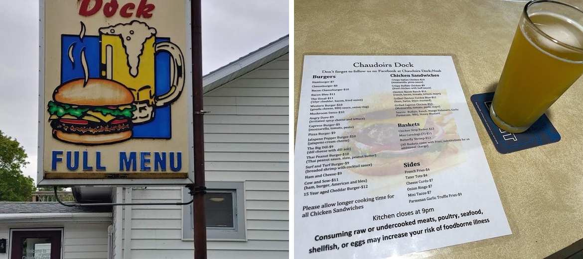 Chaudoir's Dock Bar and Grill Menu